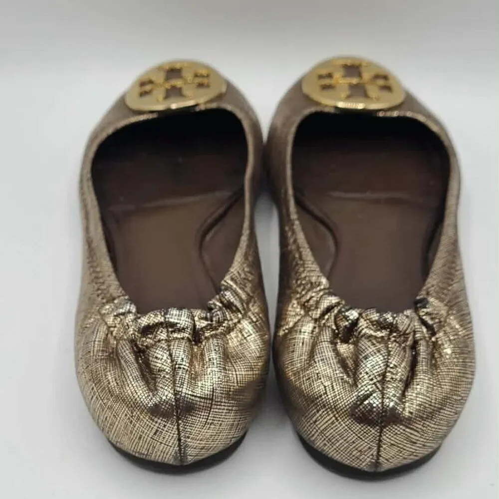Tory Burch Reva Rare Metallic Ballet Flats size 7 1/2